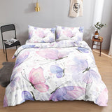 1 x RAW Customer Returns HOSIMA Purple Butterfly Bedding Set for Adults Boys Girls Purple Butterfly Print Duvet Cover with 2 Pillowcases Purple Butterfly S  - RRP €35.99