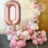 4 x Brand New Rose Gold Balloon Number 0 Foil Balloon, 40 Inch -100cm Giant 0 Years Helium Balloons Pink and White Birthday Balloon for Girls Birthday Party Decoration Number 0  - RRP €76.8