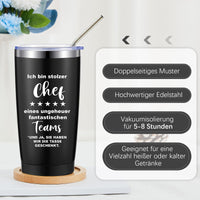 2 x Brand New Hestya 20 oz Boss Thermo Mug Boss I Am The Proud Boss Of An Incredibly Fantastic Team Best Boss Gift Tumbler with Straw Thank You Gift Colleague for Birthday Christmas Boss  - RRP €40.8