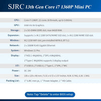 1 x RAW Customer Returns SJRC Mini Gaming PC Win11 Pro, 13th Gen Core i7 1360P with Iris Xe Graphics Micro Desktop Computer, DDR5 16GB RAM 1TB NVME SSD Small Office PC, 4K Triple Display, WiFi6 BT5.2 Type-C - RRP €673.52