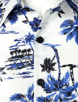 1 x RAW Customer Returns JOGAL Men s Floral Short Sleeve Cotton Hawaii Shirt White Blue X-Large - RRP €26.21