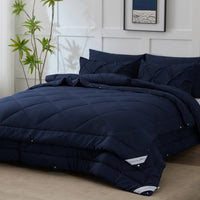 1 x RAW Customer Returns WAVVE duvet 135x200 4 seasons 2 pieces dark blue - all year round duvet 135x200cm 300gsm summer duvet 135 x 200 150gsm winter duvet 450gsm, quilt 200x135 for four seasons summer winter - RRP €39.99