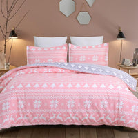 1 x Brand New YEPINS Christmas bed linen 155x220 grey pink snowflakes microfiber Christmas motif duvet cover set 2 pieces - 1 duvet cover 155x220 cm with zipper 1 x 80x80cm pillowcase - RRP €21.19