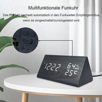 1 x RAW Customer Returns HZDHCLH Radio Alarm Clock LED Display Digital Alarm Clock Snooze Function, Three Alarm Clocks, Date Temperature, Adjustable Brightness with Charger Black  - RRP €25.2