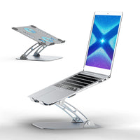 1 x RAW Customer Returns Laptop Stand Height Adjustable with RGB Fan, Foldable Laptop Stand Made of Aluminum Alloy, Ventilated Laptop Stand Notebook Holder Ergonomic Compatible with All MacBook, Laptop 10-17 Inches - RRP €34.81