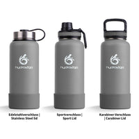 1 x RAW Customer Returns hydro2go stainless steel drinking bottle X-AlpsBottle - 1000ml 1l vacuum-insulated thermos flask 3 drinking caps leak-proof insulated bottle double-walled outdoor sports bottle thermos flask - RRP €34.67