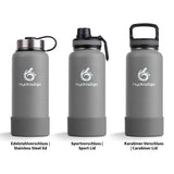 1 x RAW Customer Returns hydro2go stainless steel drinking bottle X-AlpsBottle - 1000ml 1l vacuum-insulated thermos flask 3 drinking caps leak-proof insulated bottle double-walled outdoor sports bottle thermos flask - RRP €34.67