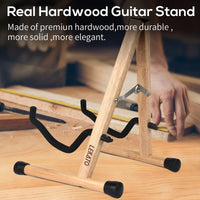 1 x RAW Customer Returns LEKATO Wooden Guitar Stand, Acoustic Guitar Stand, Hardwood Floor, Guitar Bass Stand for Electric Guitar, Bass, Cello, Banjo, Mandolin, Ukulele, Real Wood - RRP €28.99