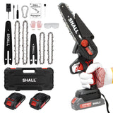 1 x RAW Customer Returns SHALL Portable Mini Chainsaw. Brushless Motor. 2 Quick Charging Batteries, 4 Cutting Chains, 6 Mini Cordless Chainsaw Kit - RRP €58.99