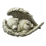 1 x RAW Customer Returns Angel Dog Statue Resin Sleeping Dog Cat Angel Figure, Memorial Stone for Pets, Pet Garden Tombstones Lawn Decorations - RRP €21.99