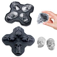 20 x Brand New Ice cube mold ice cube container silicone reusable ice cube ice cube molds with lid each separate easy release, make 4 skulls black - RRP €200.6