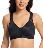 1 x RAW Customer Returns Lemorosy Post-Surgery Bra Plus Size Full Coverage Soft Fabric with Front Closure 110D, Black  - RRP €25.2