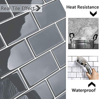 1 x RAW Customer Returns Yoillione Upgrade Thicker 3d Tile Stickers for Bathroom Kitchen, Adhesive Tiles Vinyl Tiles Self-Adhesive Tile Film, Gray PVC Metro Tiles Self-Adhesive Tile Decor, 10 Pieces - RRP €48.4