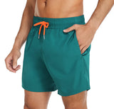 1 x Brand New Yaavii swimming shorts men s swimming trunks with compression liner 2 in 1 quick-drying beach trousers men s board shorts with zip pockets green M - RRP €18.14