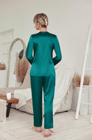 1 x RAW Customer Returns Ekouaer Leisure Suit Long Sleeve Women s Long Warm Pajamas Long Trousers Sleepwear Satin Loungewear V-Neck Winter Green XXL - RRP €30.24