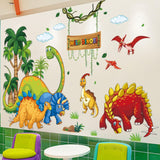 5 x Brand New Kids Dinosaur Wall Decals, Peel Stick Dino Paw Print Nursery Decorations Baby Bedroom Playroom Art, Watercolor Blue Coconut Trees Cactus Kids Room Decor Gift - RRP €102.0