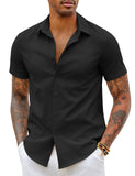 1 x RAW Customer Returns COOFANDY Men s Short Sleeve Dress Shirts Slim Fit Casual Business Non-Iron Summer Button Down Work Shirt Black, L  - RRP €24.99