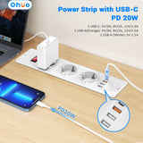 1 x RAW Customer Returns Table socket 3-way USB C PD 20W, Ohuo built-in power strip 3-way with 3 USB chargers, table socket USB C multiple socket 3-way with switch - RRP €30.0