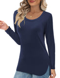 1 x RAW Customer Returns Beluring Women s Tunic Longshirt Casual Locker Long Sleeve Round Neck Shirts Top Blouse Navy Blue L - RRP €24.0