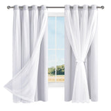 1 x RAW Customer Returns Hiasan Sheer Tulle Overlay Curtains with Tiebacks, White Opaque Curtains Blackout Curtains, Double Layer, Transparent Window Curtain for Bedroom, Living Room, H245 x W132cm - RRP €12.1