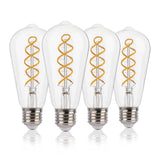 1 x RAW Customer Returns FLSNT Edison Vintage Light Bulb E27, ST58 Retro LED Spiral Filament Lamps, 4W Replaces 40W , 2200K Warm White, Not Dimmable, CRI90, Clear Glass, 4 Pack - RRP €27.53