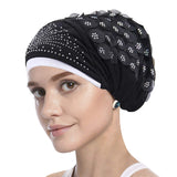 1 x RAW Customer Returns AfinderDE Women Muslim Hijab Headscarf Scarf Turban Muslim Beanie Hat Elegant Floral Headwear Headwrap Elastic Sleep Cap - RRP €7.94