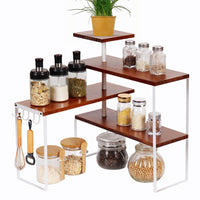 1 x RAW Customer Returns JUJOYBD Corner Shelf Kitchen Worktop with 4 Tiers, Spice Rack with Hooks Kitchen Corner Shelves Herb Rack Bookshelf Display Shelf Organizer 4 Tiers for Living Room, Kitchen, Bathroom, Office - RRP €30.24