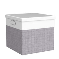 1 x RAW Customer Returns Febzoce Storage Box with Lid Foldable Fabric Storage Cube Basket Trash can Light Grey White, Square, 30 x 30 x 30 cm, 3 Pack - RRP €34.99