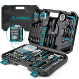 1 x RAW Customer Returns Sundpey tool case 206pcs with 12V cordless drill screwdriver - cordless screwdriver set, 2 variable speeds, 25 1 torque levels, LED light, tool box for the garden, office, home repair - RRP €68.56