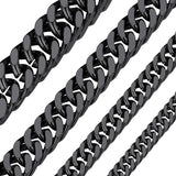 1 x RAW Customer Returns ChainsHouse black unisex necklace stainless steel link chain 13MM wide 46cm long maiami cuban chain for men and women - RRP €26.19