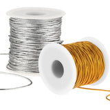 1 x Brand New Teaaha 2 roll 1 mm golden metallic cord, 50 m 2 roll metallic cord in gold and silver, gold cord for crafts silver for gift wrap arts and crafts cord for bracelets - RRP €9.06