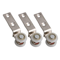 1 x RAW Customer Returns BQLZR 6.5 x 1.9cm Bend Tube Metal Bearing Pulley Block with Two Plastic Wheels for Sliding Doors, Windows, Cabinet - RRP €24.22