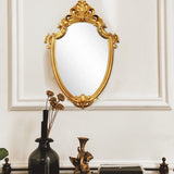 1 x RAW Customer Returns Eaoundm 41.9 x 27.9 cm Vintage Mirror Antique Mirror Decorative Wall Mirror Shield Shape Brush Gold - RRP €21.29