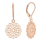 1 x RAW Customer Returns JO WISDOM Women s Earrings Mandala Earrings Silver 925,Hanging Flower of Life Yoga Amulet Medallion Religious Jewelry with Rose Gold Plated,Jewelry for Women - RRP €62.45