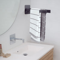 1 x RAW Customer Returns Qiannhee Towel Rack No Drilling 40cm Towel Rack Black Towel Rack Self-Adhesive 304 Stainless Steel Wall Mounted Bath Towel Rack for Bathroom Kitchen, etc. - RRP €25.98