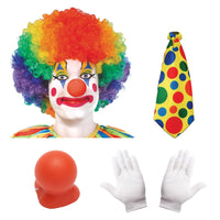 1 x RAW Customer Returns Ficlwigkis clown costume accessory for men, circus clown costume, carnival costume with wigs, tie, gloves, clown nose for carnival fancy dress costumes - RRP €13.1