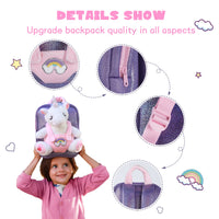 1 x Brand New Blenori backpack children s cuddly toy unicorn removable plush toy backpack girls 2-5 years, children s backpack with unicorn backpack pendant, a beautiful gift box - RRP €30.24