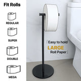 1 x RAW Customer Returns Sayayo Floor Standing Roll Holder, 58cm Floor Standing Toilet Paper Holder in 304 Stainless Steel, Tempered Glass Base, Black, Without Drilling, Standing, EGKN220LD-B - RRP €27.29