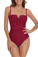 1 x RAW Customer Returns Misfuso Women s Swimsuit Tummy Control Monokinis One Piece Push Up Swimsuits Swimsuit Tummy Control Tankinis Swimwear Plus Size, Suitable for Beach Swimming Pool Party Wine Red M - RRP €20.16