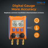 1 x RAW Customer Returns Elitech LMG-10 Refrigeration Digital Pressure Gauge Set, High Precision Pressure Temperature and Vacuum Leak Tester, Decent Gauge Set for HVAC System Testing - RRP €159.99