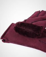 1 x Brand New YISEVEN Women s Classic Lamb Gloves Shearling Thick Winter Gloves Leather Gloves Lined Lambskin Gloves Leather Finger Gloves Women s Gloves Fur Gloves Gifts Wine Red M - RRP €27.6