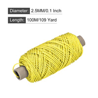 1 x Brand New sourcing map Braided Masonry Cord Nylon Yellow 100M 109 Yard 2.5MM for Gardening Masonry - RRP €20.16