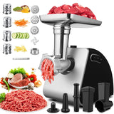 1 x RAW Customer Returns Meat grinder, 5 in 1 electric meat grinder, electric meat grinder 2000W, multifunctional machine with 4 blades and 3 stainless steel cutting plates, sausage machine, attachments for cookies, black - RRP €121.0