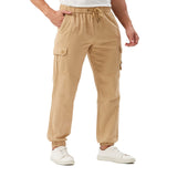 1 x Brand New SANMIO Jogging Bottoms Men s Cotton Chino Cargo Trousers Men with 6 Pockets Casual Trousers Elastic Waist Stretch Sweatpants Khaki S - RRP €27.6