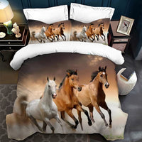 1 x RAW Customer Returns LLTTEER Bed Linen Set for Horses 3D Print Children s Animal Bed Linen Set 3 Pieces Microfibre Duvet Cover Set with Zip and Pillowcase 50 x 75 cm for Children White Horse, 220 x 240 cm  - RRP €20.4