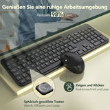 1 x RAW Customer Returns Wireless Keyboard and Mouse, 2.4 GHz Ultra-thin Quiet Full-size Set, Ergonomic with 18 Function Keys for Linux, Windows, iOS - German QWERTZ Layout - RRP €36.71