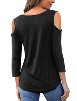 1 x RAW Customer Returns Beluring Women s AVE Neck Off-the-Shoulder Casual Short-Sleeved T-Shirt Black for Women S - RRP €24.0