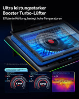 1 x RAW Customer Returns llano Laptop PC cooling base with powerful RGB turbo fans, adjustable speed without preset levels, touch screen operation, 3 USB ports, dustproof for 15 -19 notebooks - RRP €149.99