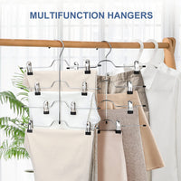 5 x Brand New ZriEy trouser hangers, space-saving, multiple skirt hangers with clips, set of 4, metal clothes hangers, for 4 trousers each, with 8 adjustable clips, non-slip, for trousers skirts, non-slip - RRP €114.95