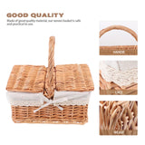 1 x RAW Customer Returns HEMOTON Wicker Picnic Basket with Liner and Lid, Rustic Food Basket, Vegetable Basket, Camping, Party Food and BBQ - RRP €46.96